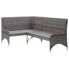 Sofás de canto para jardim 2 pcs vime PE cinzento - Image 3