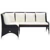 Sofás de canto para jardim 2 pcs vime PE preto - Image 2