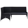 Sofás de canto para jardim 2 pcs vime PE preto - Image 3