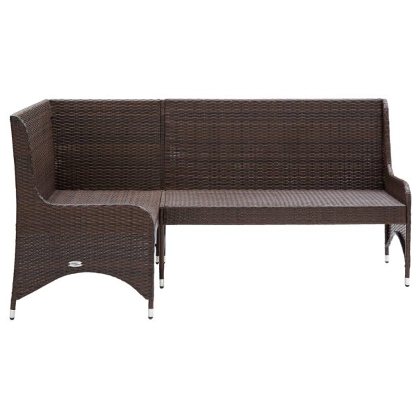 Sofás de canto para jardim 2 pcs vime PE castanho - Image 3