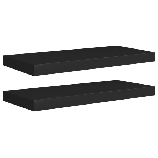 Prateleiras de parede suspensas 2 pcs 60x23,5x3,8 cm MDF preto - Image 2