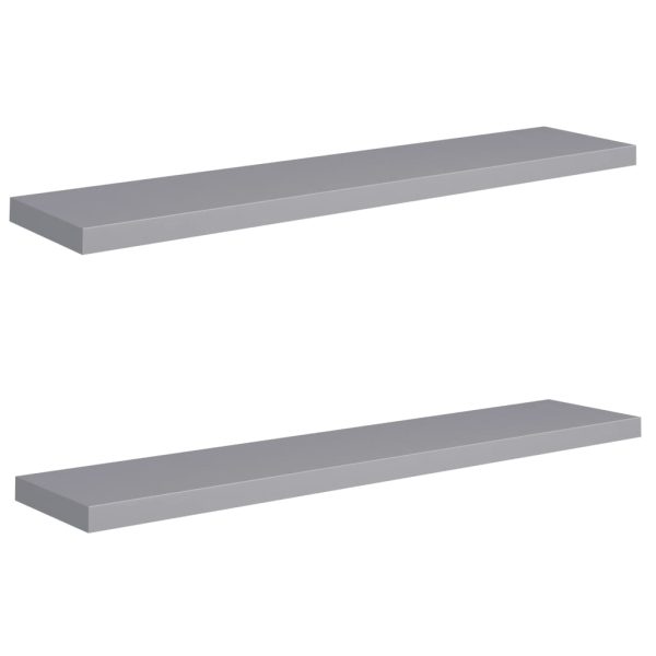 Prateleiras de parede suspensas 2 pcs 120x23,5x3,8cm MDF cinza - Image 2
