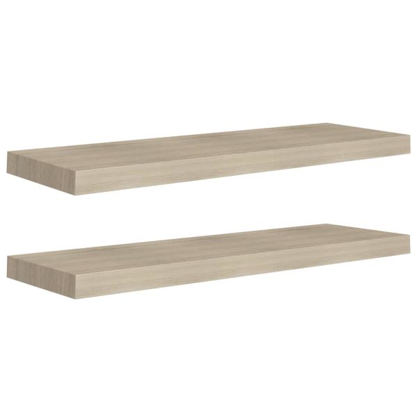 Prateleiras parede suspensas 2 pcs 80x23,5x3,8cm MDF carvalho - Image 2