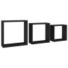 Prateleiras de parede em forma de cubo 3 pcs MDF preto - Image 2