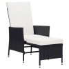 2 pcs conjunto lounge de jardim c/ almofadões vime PE preto - Image 3