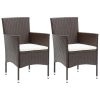 Cadeiras de jantar para jardim 2 pcs vime PE castanho