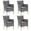 Cadeiras de jantar para jardim 4 pcs vime PE cinzento