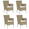 Cadeiras de jantar para jardim 4 pcs vime PE bege