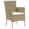 Cadeiras de jantar para jardim 4 pcs vime PE bege - Image 2