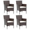 Cadeiras de jantar para jardim 4 pcs vime PE castanho
