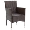 Cadeiras de jantar para jardim 4 pcs vime PE castanho - Image 3
