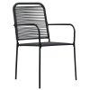 Cadeiras de jardim 4 pcs corda de algodão e aço preto - Image 2