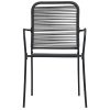 Cadeiras de jardim 4 pcs corda de algodão e aço preto - Image 3