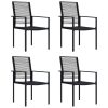 Cadeiras de jardim 4 pcs vime de PVC preto
