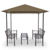 Pérgula jardim c/ mesa/bancos 2,5x1,5x2,4m 180g/m² cinza-acast. - Image 3