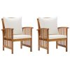 Cadeiras de jardim c/ almofadões 2 pcs madeira acácia