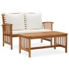 2 pcs conjunto lounge de jardim c/ almofadões acácia maciça