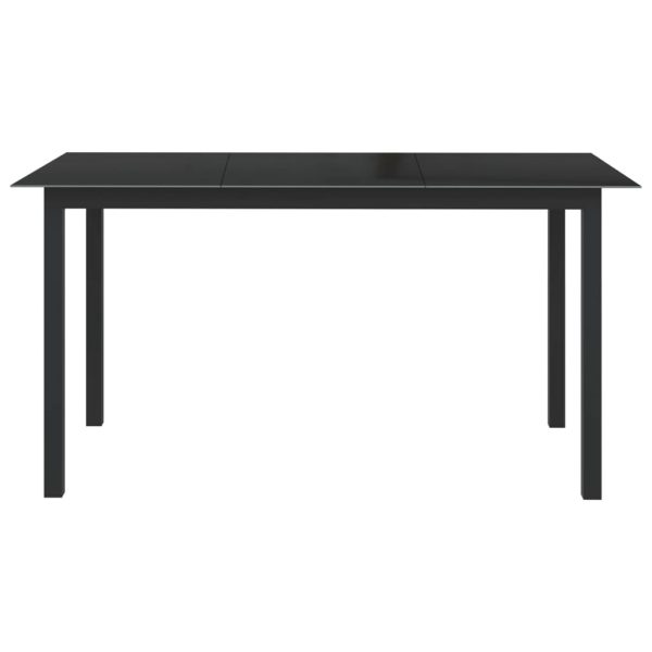 Mesa de jardim em alumínio e vidro 150x90x74 cm preto - Image 2