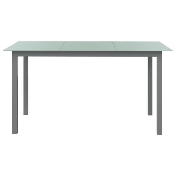 Mesa de jardim em alumínio e vidro 150x90x74 cm cinzento-claro - Image 2