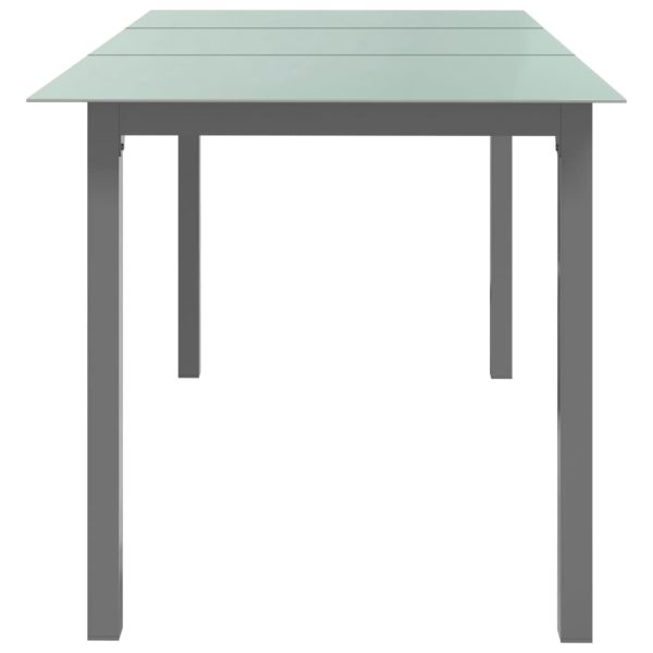 Mesa de jardim em alumínio e vidro 150x90x74 cm cinzento-claro - Image 3