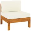 Sofás de centro 2 pcs c/ almofadões branco nata acácia maciça - Image 2