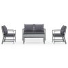 4 pcs conj. lounge jardim c/ almofadões madeira acácia maciça - Image 2