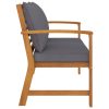 Banco jardim 120 cm c/ almofadão cinzento-escuro acácia maciça - Image 3