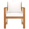 Cadeiras jardim 2 pcs c/ almofadões cor creme acácia maciça - Image 2