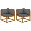 Sofás de canto seccionais c/ almofadões 2 pcs cinzento-escuro