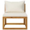 3 pcs conjunto lounge jardim c/ almofadões cor creme acácia - Image 2