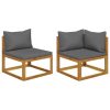Conjunto sofás 2 pcs c/ almofadões cinza-escuro acácia maciça
