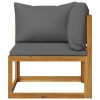 Conjunto sofás 2 pcs c/ almofadões cinza-escuro acácia maciça - Image 2