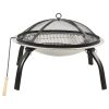 Braseira e barbecue 2-em-1 com atiçador 56x56x49 cm aço inox. - Image 2