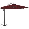 Guarda-sol cantilever com poste de aço 300 cm vermelho bordô