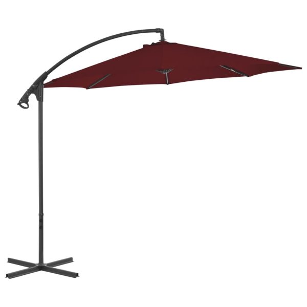 Guarda-sol cantilever com poste de aço 300 cm vermelho bordô - Image 2