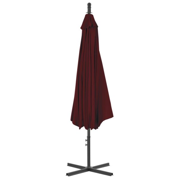 Guarda-sol cantilever com poste de aço 300 cm vermelho bordô - Image 3