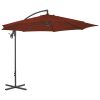 Guarda-sol cantilever com poste de aço 300 cm terracota