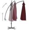 Guarda-sol cantilever c/ poste de aço 250x250 cm vermelho tinto - Image 2