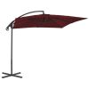 Guarda-sol cantilever c/ poste de aço 250x250 cm vermelho tinto - Image 3