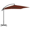 Guarda-sol cantilever com poste de aço 250x250 cm terracota