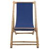 Espreguiçadeira de bambu e lona azul-marinho - Image 2