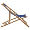 Espreguiçadeira de bambu e lona azul-marinho - Image 3