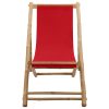 Espreguiçadeira de bambu e lona vermelho - Image 2