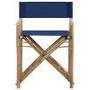 Cadeiras de realizador dobráveis 2 pcs bambu e tecido azul - Image 3