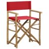 Cadeiras de realizador dobráveis 2 pcs bambu e tecido vermelho - Image 2