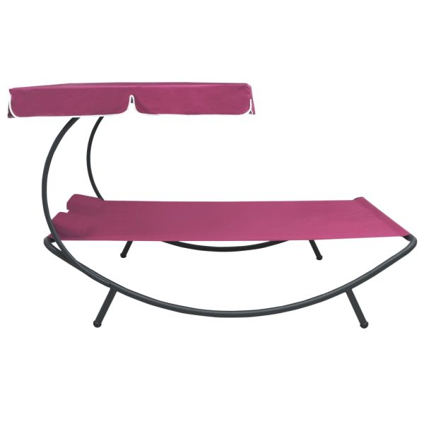 Espreguiçadeira com toldo e almofadas rosa - Image 3