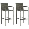 Bancos de bar 2 pcs vime PE cinzento