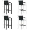 Bancos de bar 4 pcs vime PE preto