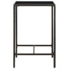 Mesa de bar para jardim 70x70x110 cm vidro e vime PE castanho - Image 3