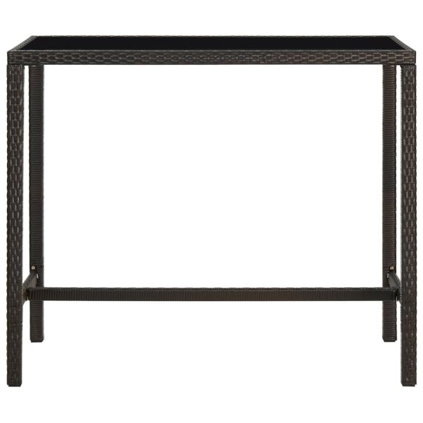 Mesa de bar para jardim 130x60x110 cm vidro e vime PE castanho - Image 2